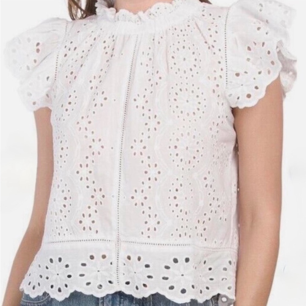 Anthropologie Jennifer & Grace White Eyelet Lace Blouse Medium